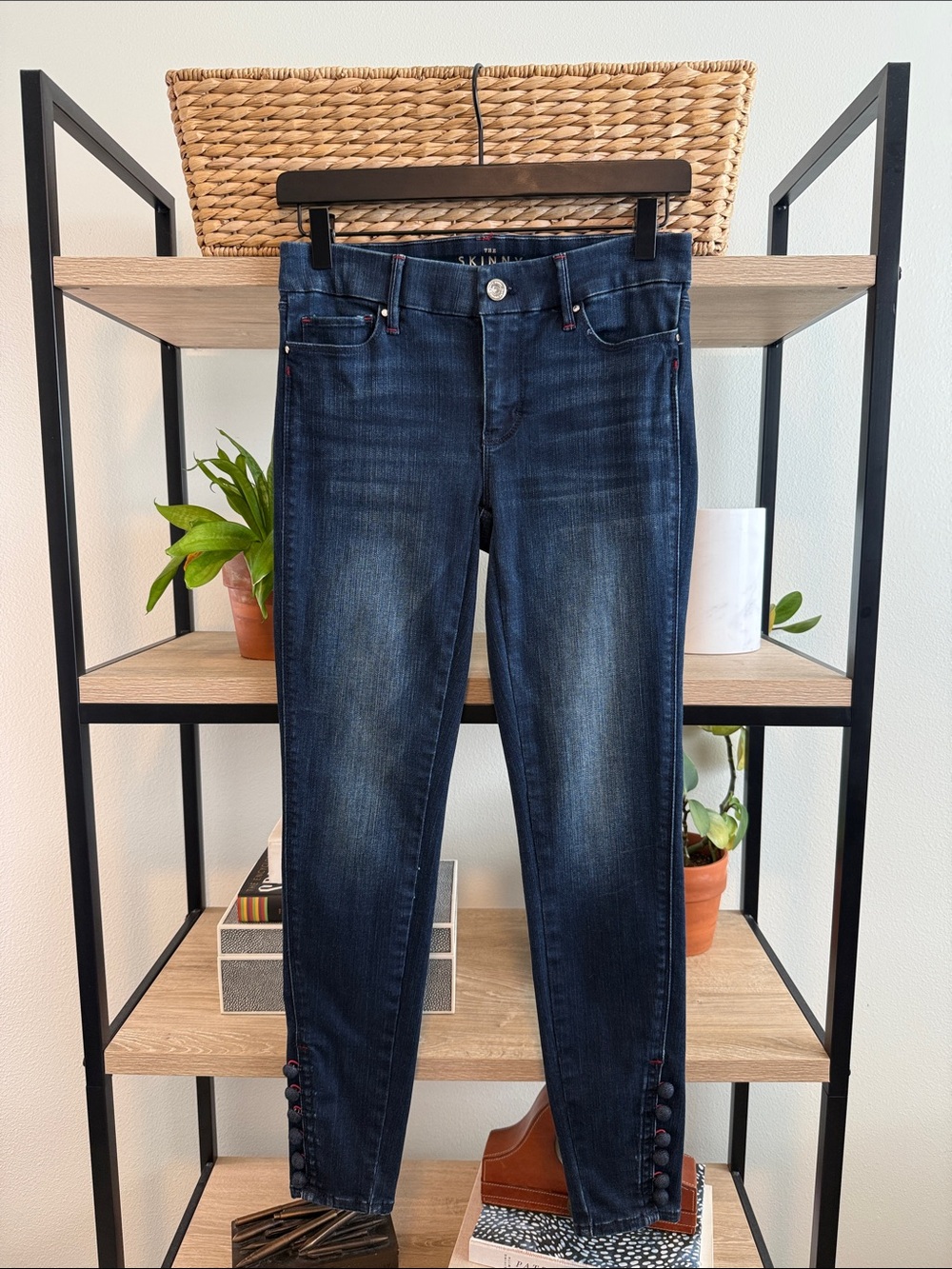 White House Black Market Mid-Rise The Skinny Ankle Button Hem Denim Jeans, 00
